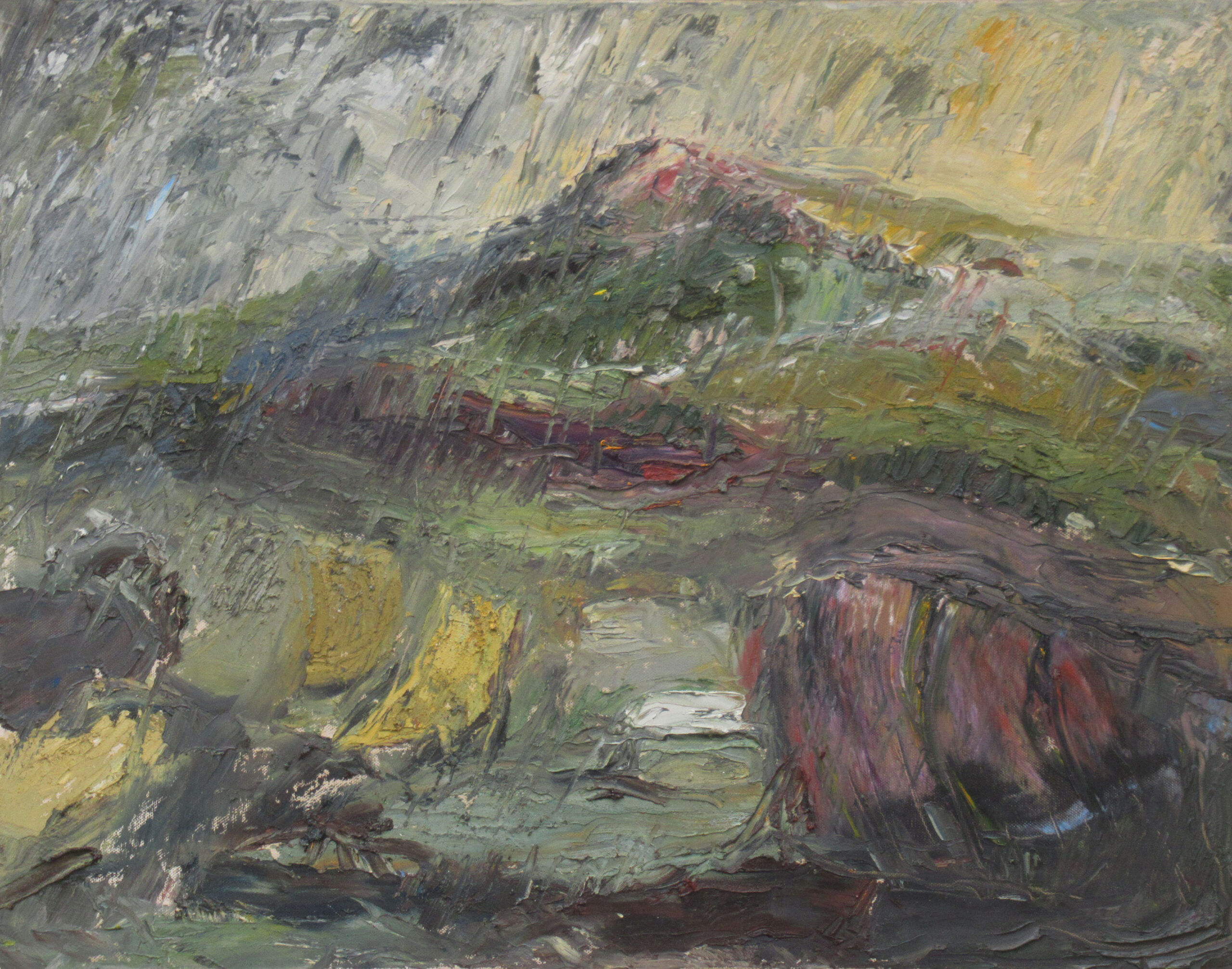 Ein gemalter Berg mit Ölfarben